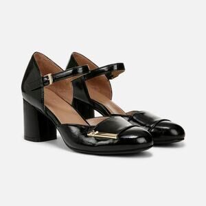 Naturalizer Sz 8.5W Black Faux Leather Lavish Mary Jane Pump Block Heel BR29-2